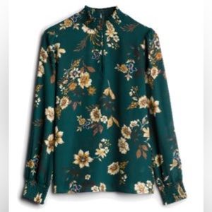 Smocked Mockneck Blouse